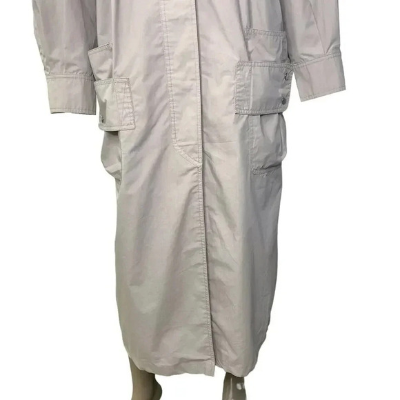 Time Collection Lightweight Pleated Long Trench Coat Women Size 8 Tan Oversized - Picture 5 of 16
